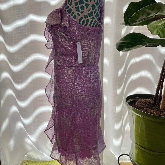 Sweet Storm Purple Metallic Ruffle Mini Dress - Picture 5 of 14
